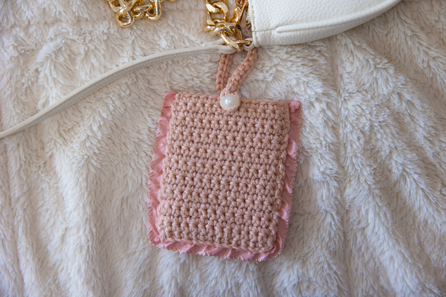 Ribbon Crochet Photocard Holder (Pink)