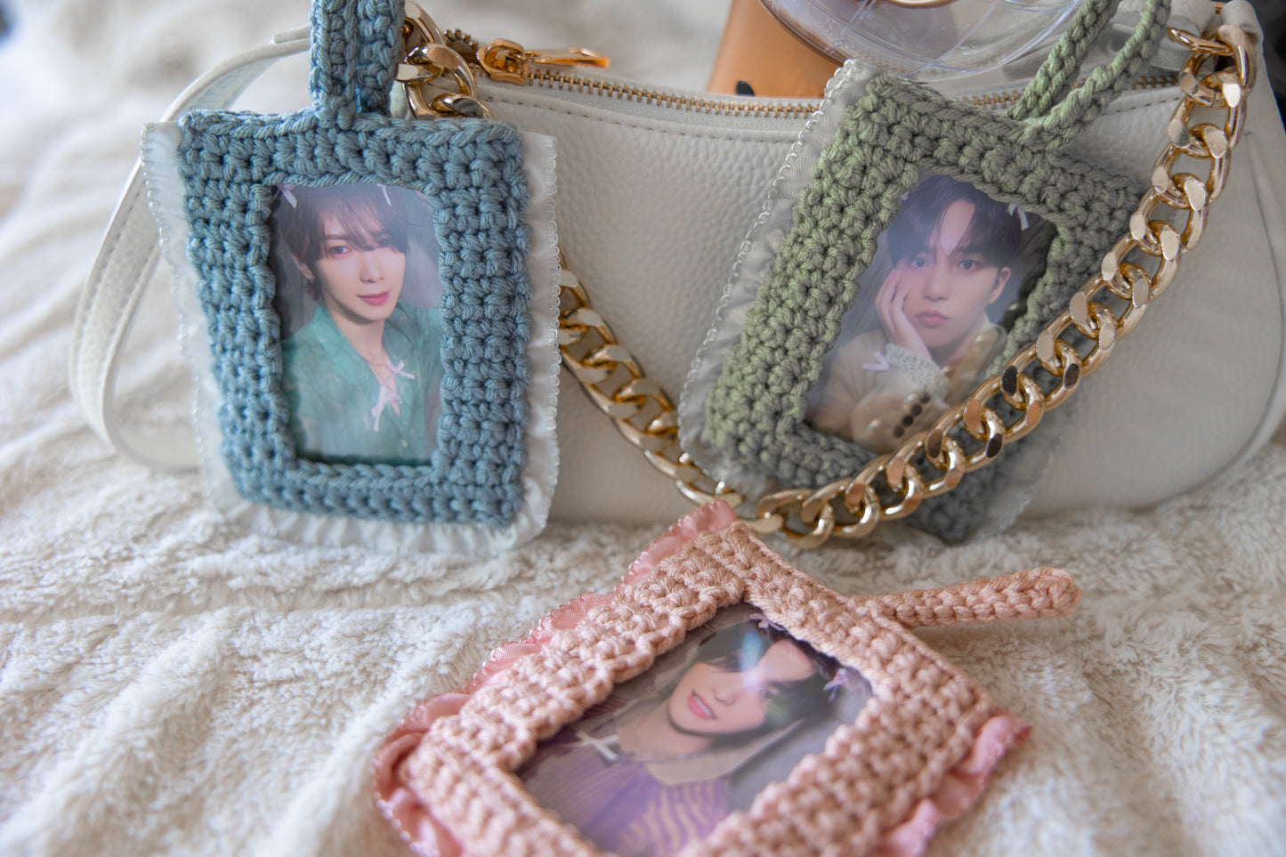 Ribbon Crochet Photocard Holder (Blue)