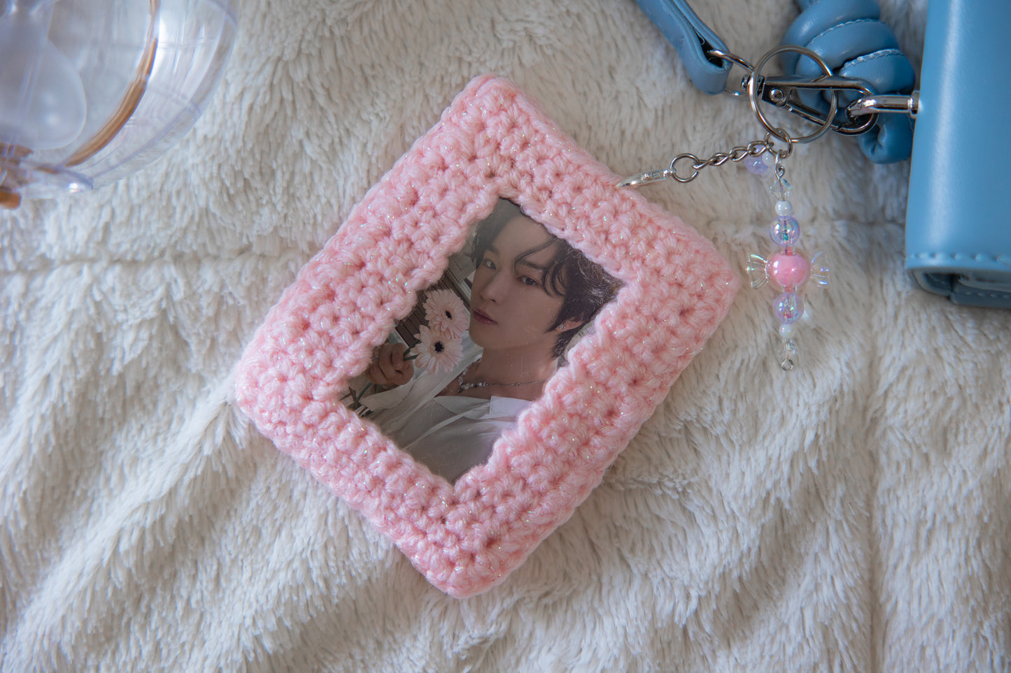 Twinkling Crocheted Photocard Holder (Baby Pink)