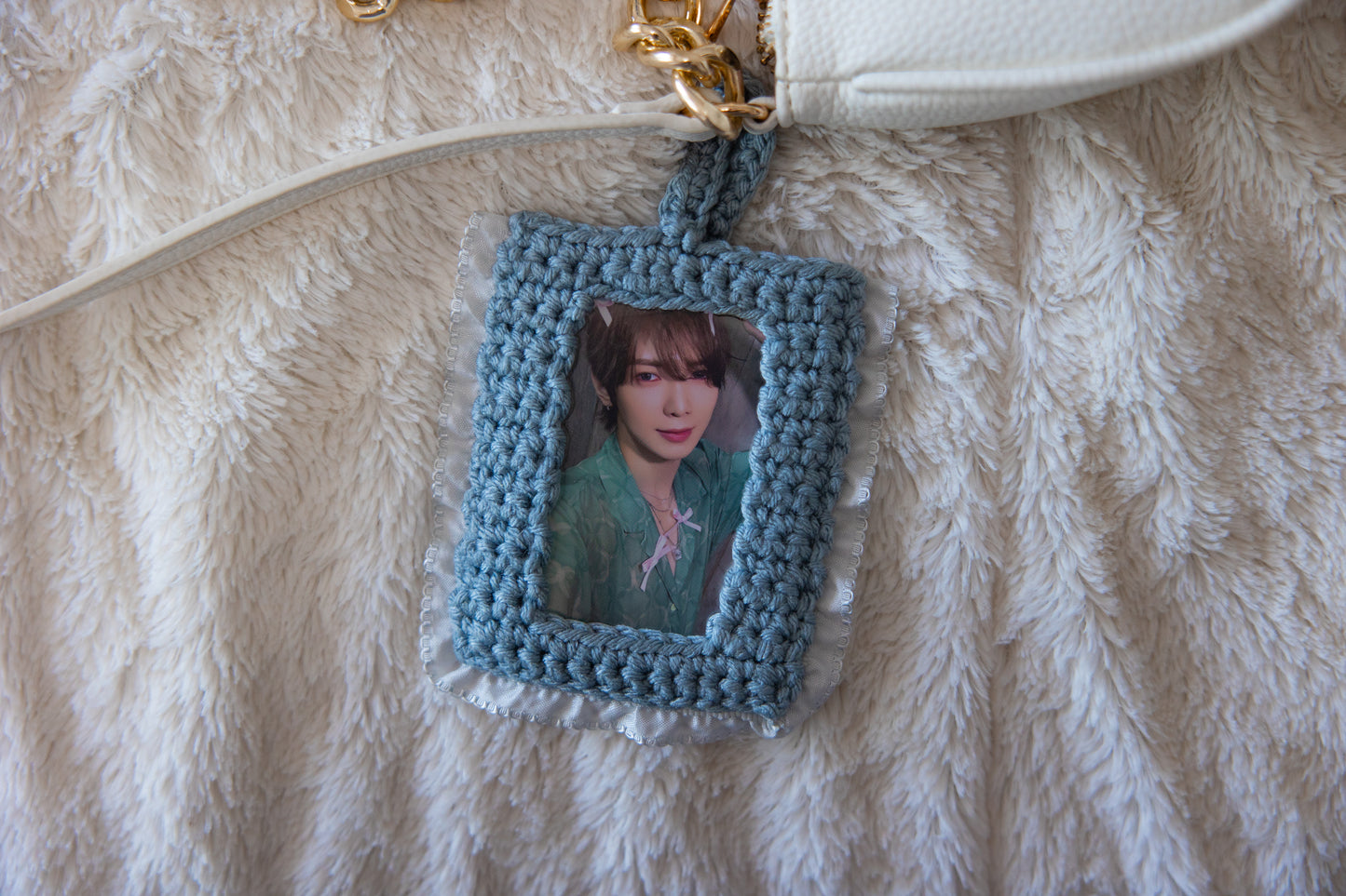 Ribbon Crochet Photocard Holder (Blue)